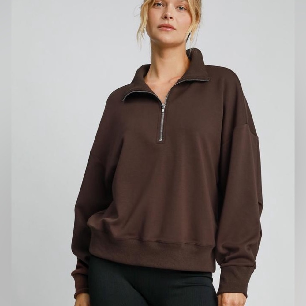 NWOT Wild Fable Universal Thread - Brown Cropped Quarter Zip Sweatshirt